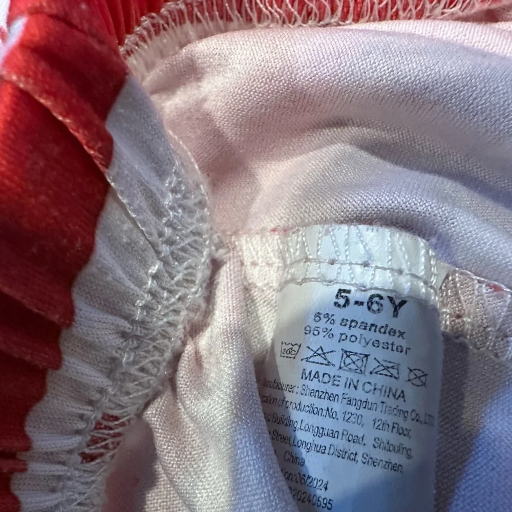 Girls Red & White Holiday Pajama Set 5–6Y Two Piece Christmas Sleepwear